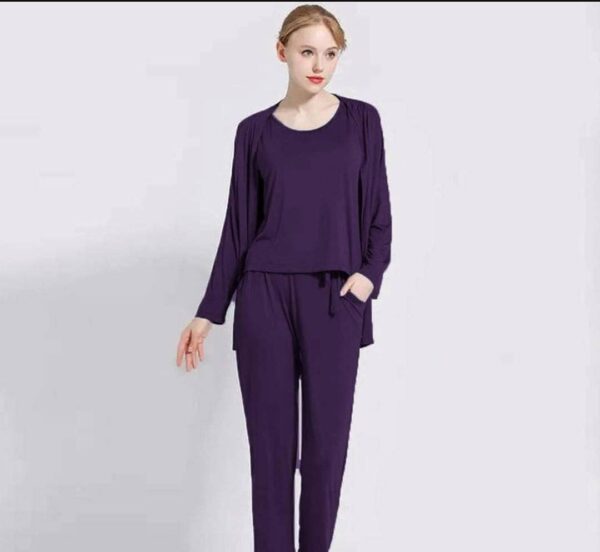 purple Cotton Jersey Night Suit for Women Nightsuit Gown Set For Women