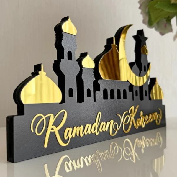 Eid Mubarak  Desktop decorations MDF acrylic material (Golden color) - Image 5