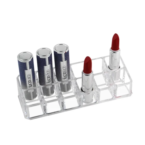 12 Slots Lipstick Organizer Makeup Storage Box Plastic Clear Desk Organizer