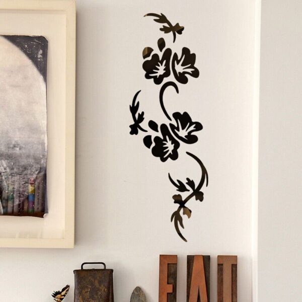 Wooden Wall Art Sticker Modern Flower Vine Pattern