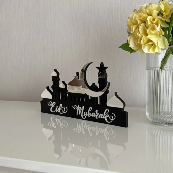 Eid Mubarak  Desktop decorations MDF acrylic material (silver color) - Image 4