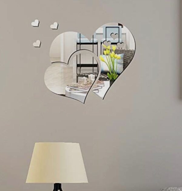 Heart shaped Acrylic mirror wall stickers 15 inch size