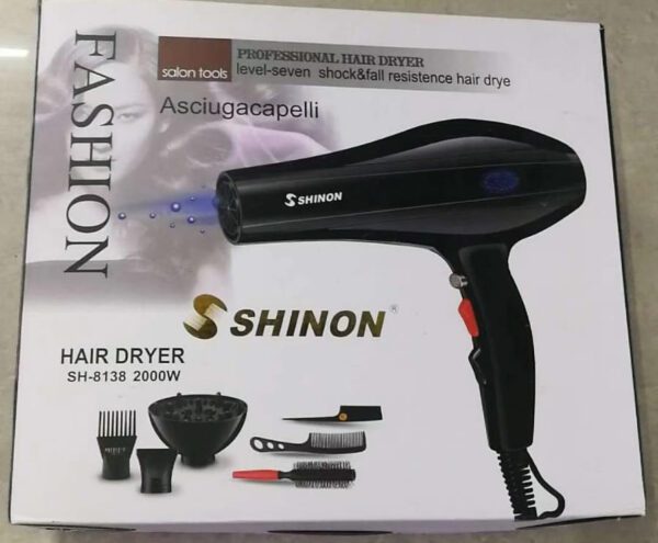 (black )Shinon Hair Dryers Salon Home Used Professional Blow Hair Dryer With  complete accessories - Image 3