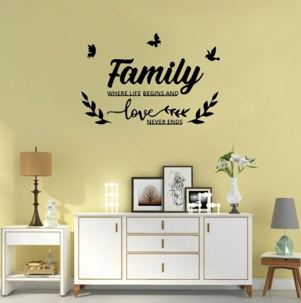 Family Wall Art Décor Wall Sticker, Black Family Qoutes Wall Black Vinyl Sticker