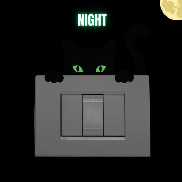 Unique Glow In The Dark Cat Sticker For Switch Board Art With Glowing Eyes - Image 3