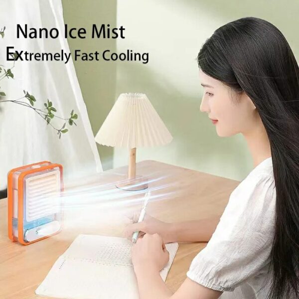 Portable Desktop Air Conditioner USB Mini Air Cooler Fan Water Cooling Fan with 3 Speed Spray Humidifier Purifier for Car Home Rechargeable - Image 9