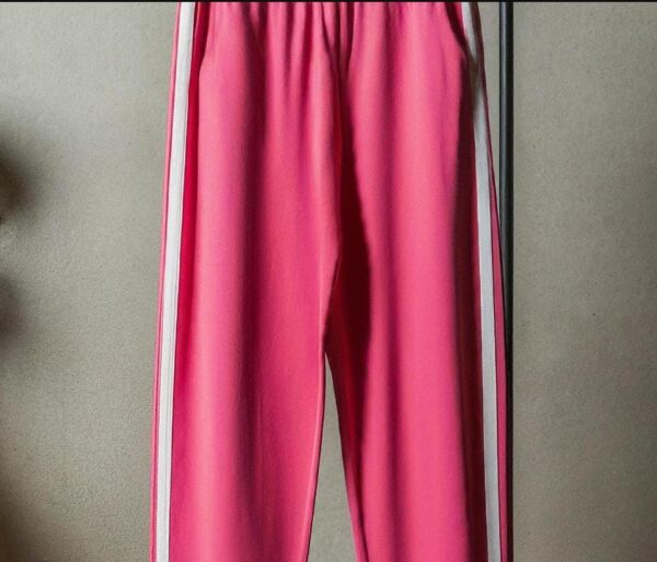 Women Pink With White Stripe Girls Track Pants - Image 2