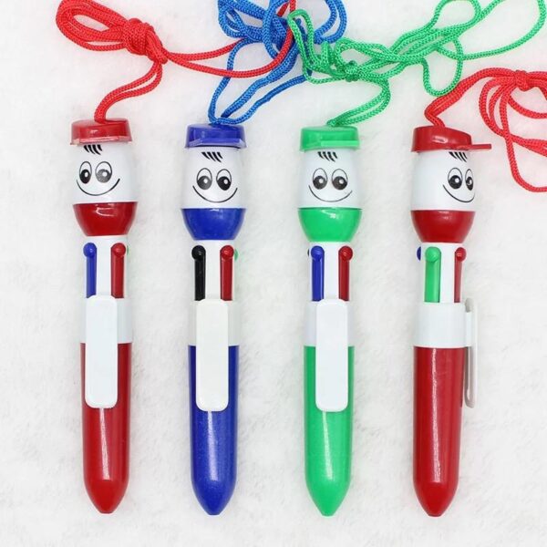 kawii style 4 color pen smile face doll pen cowboy ballpoint pen .. (pack of 6 multi colours )