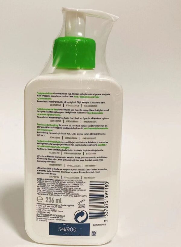 CeraVe Hydrating Cleasner For Normal To Dry Skin 236ml - Image 3